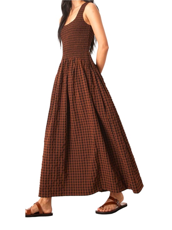 ASOS Dresses & Skirts - New ASOS Black and Brown Gingham Crinkle Scoop Neck Maxi Dress